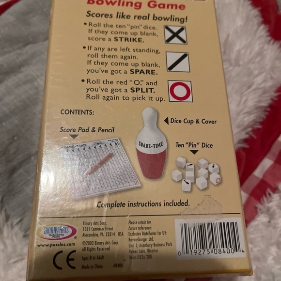 Spare Time Bowling Game - Played with Dice - Scores Like Bowling! New Sealed - Picture 4 of 6